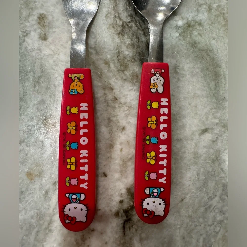 Vintage hello kitty utensil set. Hello kitty fork and spoon.